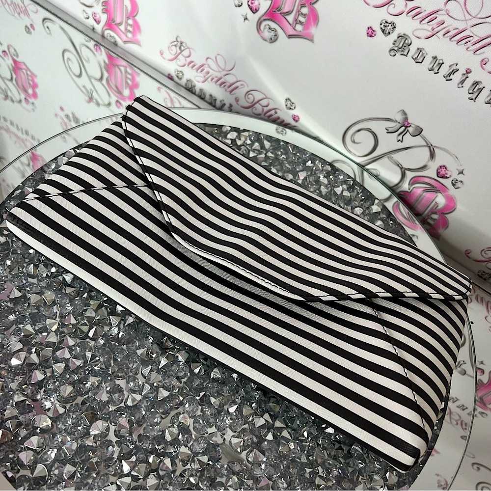 Chi hair tool bag holder travel striped CHI Black and White Striped Clutch
